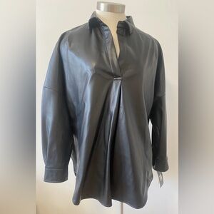 NEW!! French Connection Vegan Leather Shirt Size L